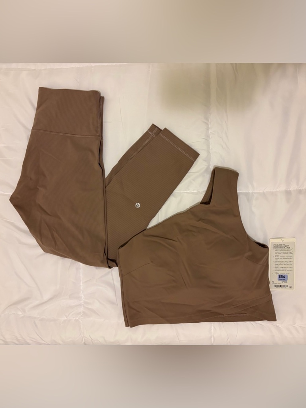 Lululemon Taupetastic Set! Asymmetrical Sz10 Bra and Ribbed Sz8 Leggings!
